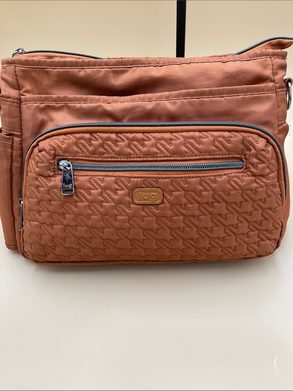 lug Quilted Front Zip Crossbody in Terracotta Multiple Pouches